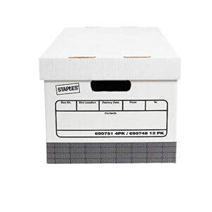 staples 690748 recycled corrugated bxes medium-duty letter size white/gray 12/ct