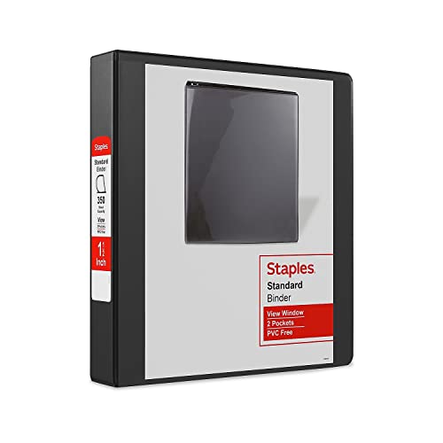 Staples 2661500 Standard 1.5-Inch 3-Ring View Binders Black 12/Carton (26437Ct)