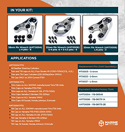 M Marine Tech Tools Outboard Trim/Tilt Pin Wrench Set, Yamaha, Suzuki, Johnson, Evinrude - 38mm (AMT0004) 32mm (AMT0006), 35mm (AMT0009)