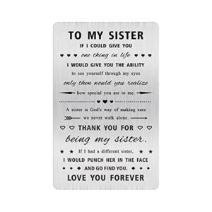 alotozo thank you for being my sister wallet card, sister bday gifts, engraved card for sisters from brother, christmas