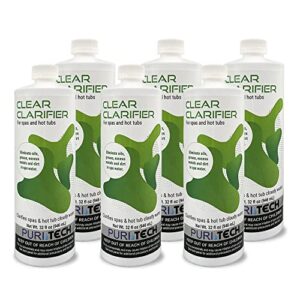 puri tech spa clear clarifier 6 pack clears up cloudy water eliminates dirt and foam extends filter life 32oz