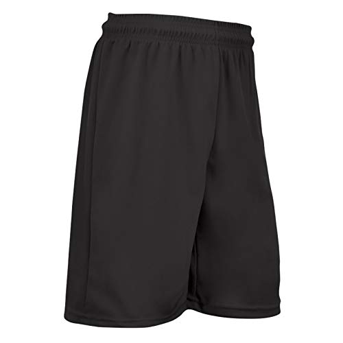 CHAMPRO Unisex-Youth Athletic Practice Shorts with Elastic Waistband and Drawstring, Black, Small