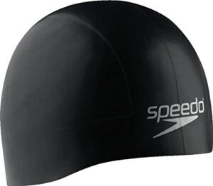 speedo unisex-adult swim cap silicone aqua v,speedo black,large