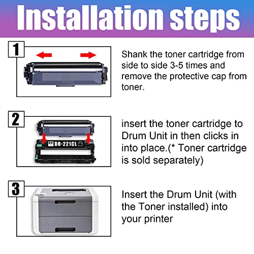 DR221CL DR-221CL Compatible 4 Pack (1BK+1C+1M+1Y) DR-221CL DR221CL Drum Unit Replacement for Brother 3140CW 3150CDN 3170CDW 3180CDW 9130CW 9140CDN 9330CDW 9340CDW 9015CDW 9020CDN Drum Printer
