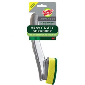 scotch-brite heavy duty advanced soap control dishwand, control soap with a button, keep your hands out of dirty water, long lasting and reusable