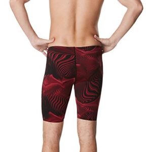 Speedo Men's Standard Swimsuit Jammer Endurance+ Printed Team Colors, Fusion Maroon, 30