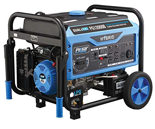 Pulsar 12,000W Dual Fuel Portable Generator with Electric Start and Switch & Go Technology, CARB Approved PG12000B