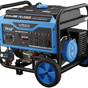 Pulsar 12,000W Dual Fuel Portable Generator with Electric Start and Switch & Go Technology, CARB Approved PG12000B