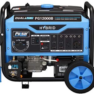 Pulsar 12,000W Dual Fuel Portable Generator with Electric Start and Switch & Go Technology, CARB Approved PG12000B