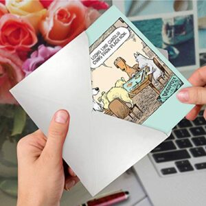 NobleWorks - 1 Humor Birthday Card with Envelope - Funny Cartoons for Birthday Greetings, Celebration Notecard - Dogopoly C3986BDG