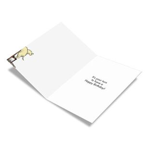 NobleWorks - 1 Humor Birthday Card with Envelope - Funny Cartoons for Birthday Greetings, Celebration Notecard - Dogopoly C3986BDG