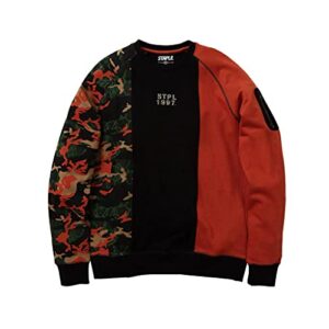 staple pigeon camo pieced crewneck sweatshirt black (medium, m)