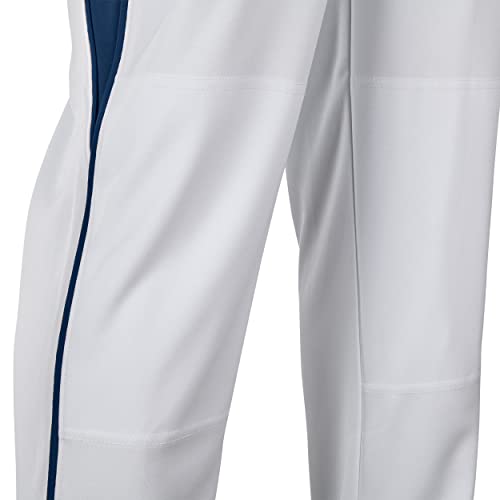 CHAMPRO Youth Triple Crown OB2 Open-Bottom Loose Fit Baseball Pants with Adjustable Inseam and Reinforced Sliding Areas , white,navy, Medium