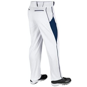 CHAMPRO Youth Triple Crown OB2 Open-Bottom Loose Fit Baseball Pants with Adjustable Inseam and Reinforced Sliding Areas , white,navy, Medium