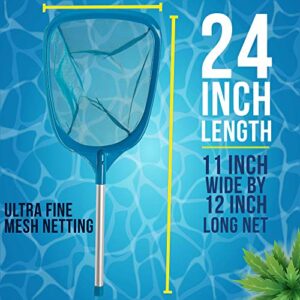 U.S. Pool Supply Professional Spa, Hot Tub, Pool Hand Leaf Skimmer Net with 12" Aluminum Pole - Deep Ultra Fine Mesh Netting Bag Basket, Clean the Finest Debris - Pond Small Kid Kiddie Inflatable Pool