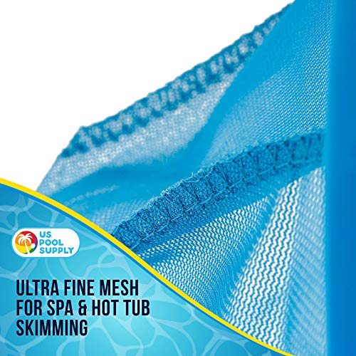 U.S. Pool Supply Professional Spa, Hot Tub, Pool Hand Leaf Skimmer Net with 12" Aluminum Pole - Deep Ultra Fine Mesh Netting Bag Basket, Clean the Finest Debris - Pond Small Kid Kiddie Inflatable Pool