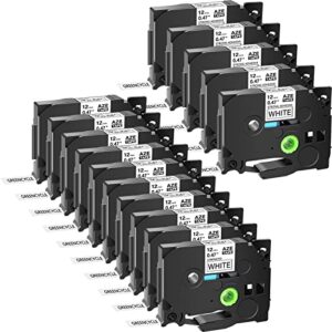 greencycle 15 pack compatible for brother p touch tze-231 aze 231 tzs231 tz-s231 1/2″ 12mm 0.47 inch laminated black on white tz tze label tapes used in p touch pth110 pt-d200 ptd600 d400