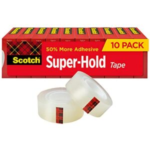 scotch super-hold tape, 10 rolls, transparent finish, 50% more adhesive, trusted favorite, 3/4 x 1000 inches, boxed (700k10)
