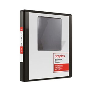 staples 2661503 standard 1-inch 3-ring view binders black 12/carton (26431ct)