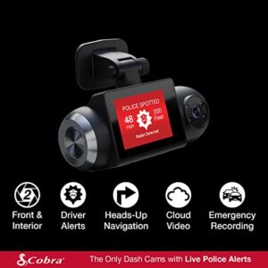 Cobra Smart Dash Cam with Interior Cam (SC 201) - Full HD 1080P Resolution, Built-in WiFi & GPS, Live Police Alerts, Incident Reports, Emergency Mayday, Drive Smarter App, 16GB SD Card Incl.