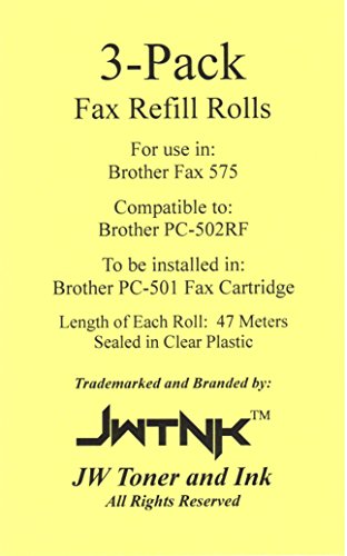 3-pack of PC-502RF Fax Film Ribbon Refill Rolls Compatible with Brother Fax 575