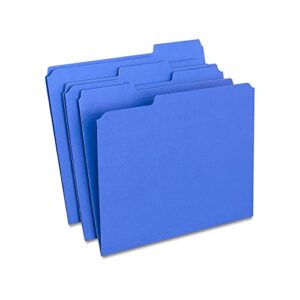 staples 508911 colored file folders w/reinforced tabs letter 3 tab blue 100/box