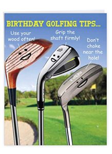 the best card company – 1 large birthday card with envelope (8.5 x 11 inch) – fun wordy celebration card for birthdays – golfing tips j9002bdg