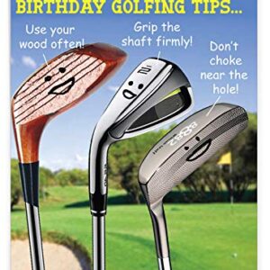 The Best Card Company - 1 Large Birthday Card with Envelope (8.5 x 11 Inch) - Fun Wordy Celebration Card for Birthdays - Golfing Tips J9002BDG