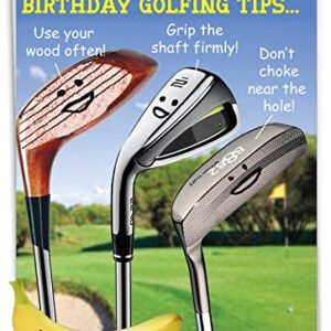 The Best Card Company - 1 Large Birthday Card with Envelope (8.5 x 11 Inch) - Fun Wordy Celebration Card for Birthdays - Golfing Tips J9002BDG