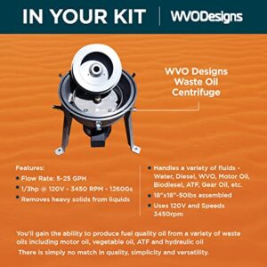 WVO Designs Waste Oil Centrifuge — Cleans Waste Vegetable Oils & Other Fluids — Extracts Dirt & Water — Processes Up to 25 Gallons/Hour