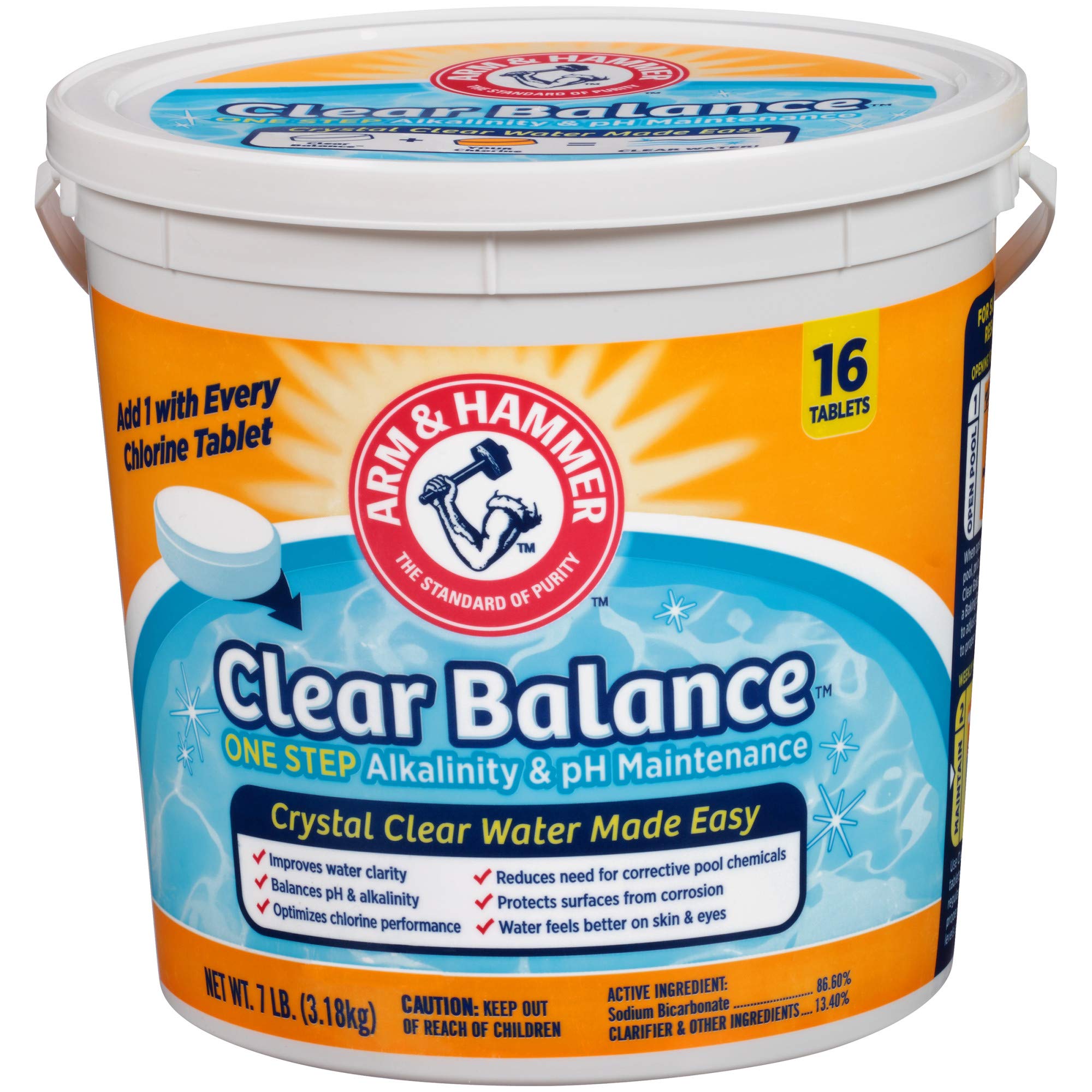 Arm & Hammer Clear Balance Swimming Pool Maintenance Tablets, 16 Count