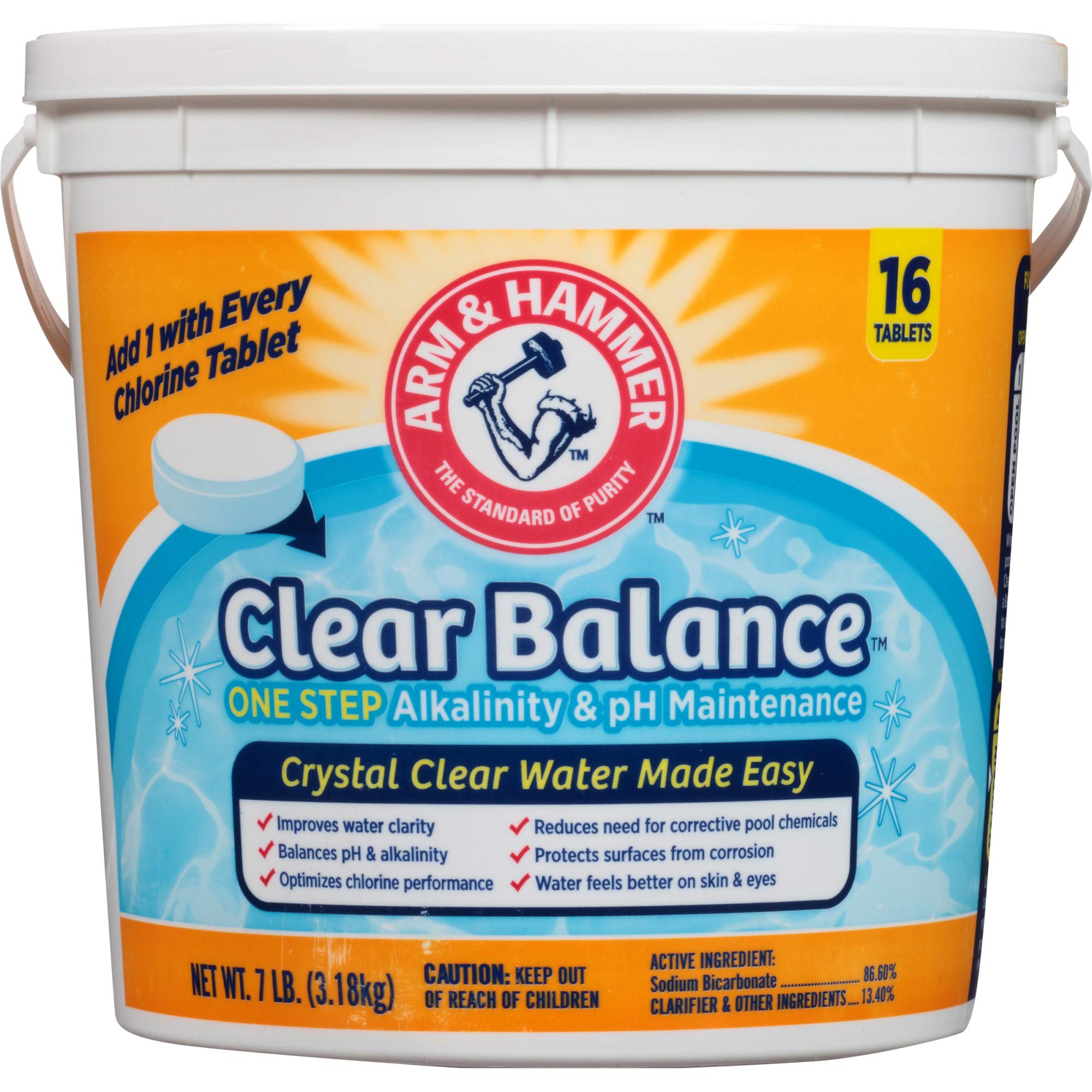 Arm & Hammer Clear Balance Swimming Pool Maintenance Tablets, 16 Count