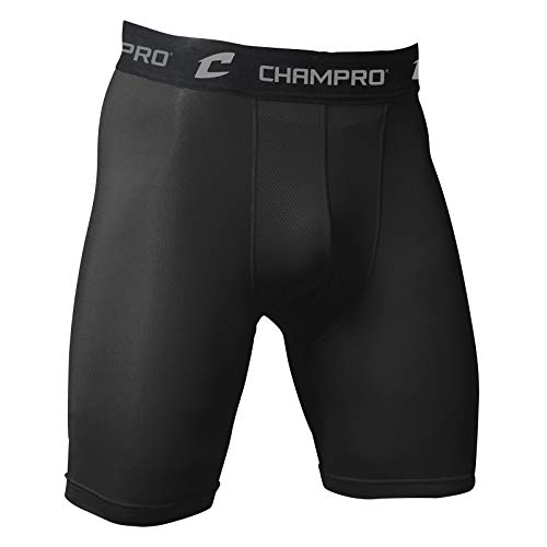 CHAMPRO Polyester/Spandex Compression Short, Adult Small, Black