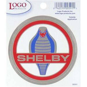 logo products inc. carroll shelby cobra round metallic sticker – small