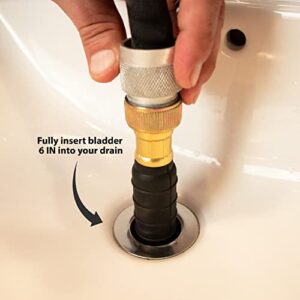 DrainX Hydro Pressure Drain Cleaning Bladder - Fits 1.5" to 3" Drain Pipes - Unclogs Stubborn Blockages in Bathroom Sinks, Shower Drains, Bathtubs, Plumbing Pipes