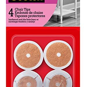 Scotch Chair Tips, 24PCS Chair Leg Floor Protectors for Hardwood Floors, Round, Clear, 1" (6-Pack of 4 Chair Pads)