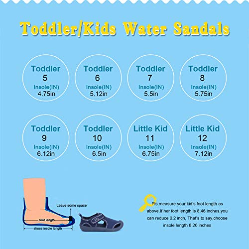 STQ Toddler Boy Water Shoes Quick Dry Slip on Aqua Socks for Beach Swim Pool Sandals Outdoor Dark Blue 8 M US Toddler