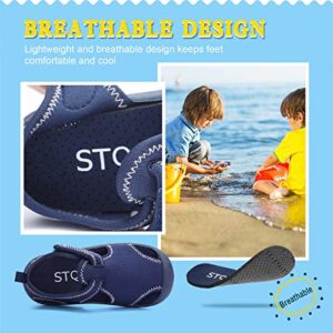 STQ Toddler Boy Water Shoes Quick Dry Slip on Aqua Socks for Beach Swim Pool Sandals Outdoor Dark Blue 8 M US Toddler