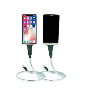 Cobra Coil Cell Phone Holder Charger, iPhone Stand Durable Lightning Charge Cable Adjustable Arm, Removable Mount for Desk, Table or Bed, Fast Universal USB Charging, 2.5ft Military Grade Aluminum