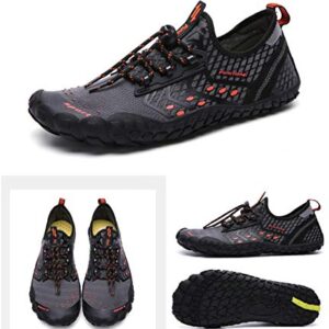 UBFEN Water Shoes Mens Womens Swimming Shoes Aqua Shoes Beach Sports Quick Dry Barefoot for Boating Fishing Diving Surfing with Drainage Driving Yoga 8.5 Women / 7 Men D Grey Orange