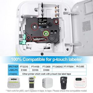 6 Multi-Color +2 Black Replace Label Compatible for Brother P-Touch Tze Label Tape