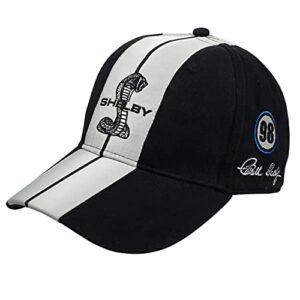 Shelby Super Snake Black Cap Hat | Two Stripe Shelby Cobra Design Racing Performance Hat | Officialy Licensed Shelby® Product | One-Size Fits All | Adjustable Closure