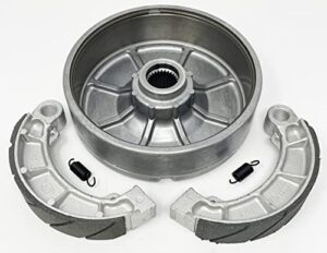 armor tech quality rear brake drum + water grooved brake shoes & springs for the honda trx 350 & 400 rancher atvs