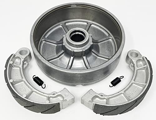 Armor Tech Quality Rear Brake Drum + Water Grooved Brake Shoes & Springs for The Honda TRX 350 & 400 Rancher ATVs