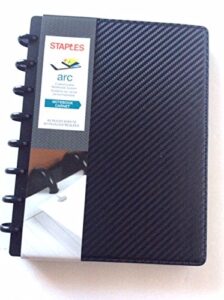 staples arc customizable notebook system carbon fiber, black and dark grey, 5.5″ x 8.5