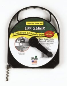 cobra plumbing 90220 1/4″ x 20′ black sink cleaner drain tool