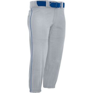 champro women’s sports performance pants with piping, grey/blue pipe, x-large