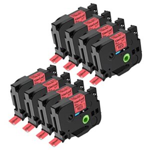 nineleaf 8 pack compatible for brother p-touch tze-441 tz-441 tze441 tz441 black on red label tape 18mm 0.7 3/4” laminated tze tz tape for ptouch pt-7600 pt-9200dx pt-9200pc pt-9400 label maker