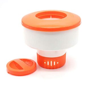 xy-wq chlorine floater, floating pool chlorine dispenser (orange, easily spot it), fits 1 and 3 inch tablets for large and small pools, hot tub, spa