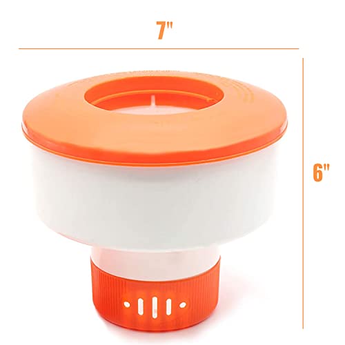 XY-WQ Chlorine Floater, Floating Pool Chlorine Dispenser (Orange, Easily Spot It), Fits 1 and 3 Inch Tablets for Large and Small Pools, Hot Tub, Spa